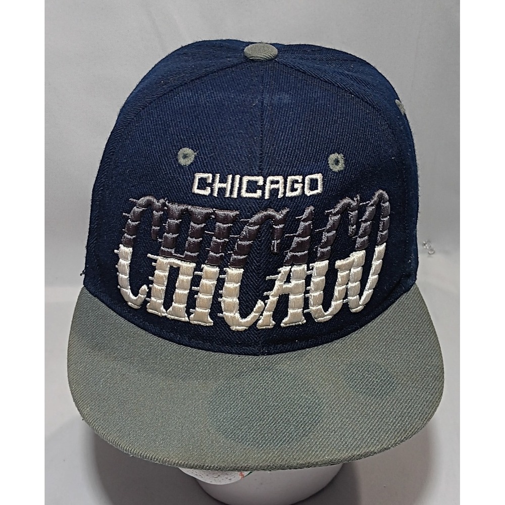 Chicago Script Embroidered Snapback Hat Baseball Cap Blue Gray